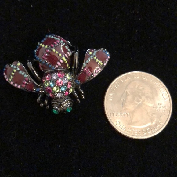Rare Joan Rivers Deep Tones Gunmetal Bee Pin - Picture 6 of 8